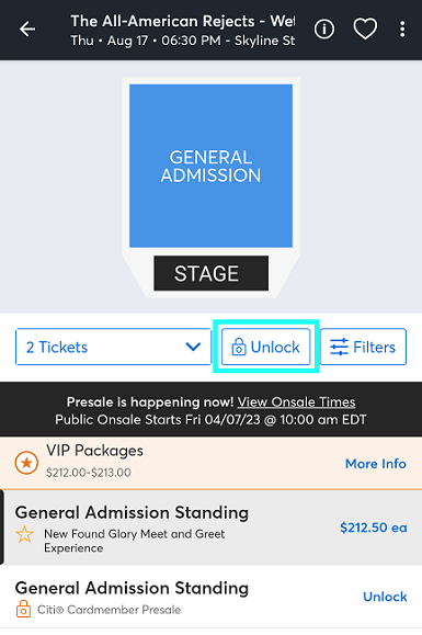 Ticketmaster's Onsale, Presale Ticket Countdown Clock