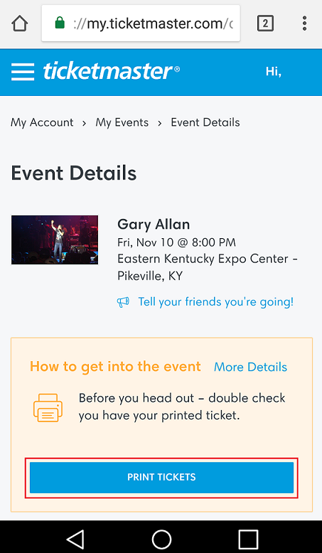Can I Print E Tickets From Ticketmaster